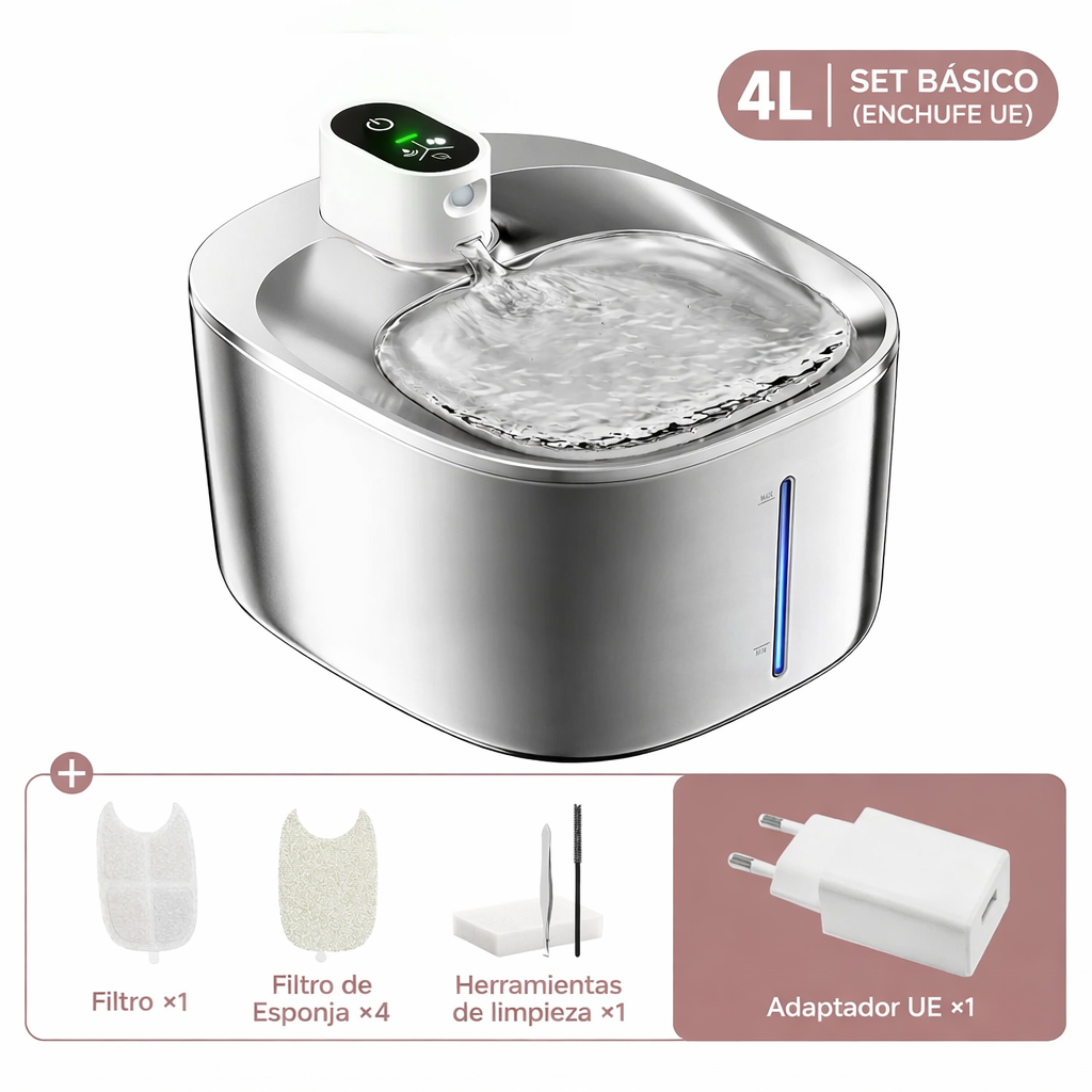 Fuente de Agua Inalámbrica 4L para Mascotas